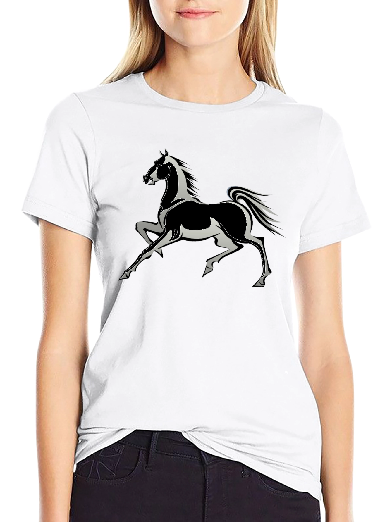 Horse Graphic Tee - Stylish Black T-Shirt