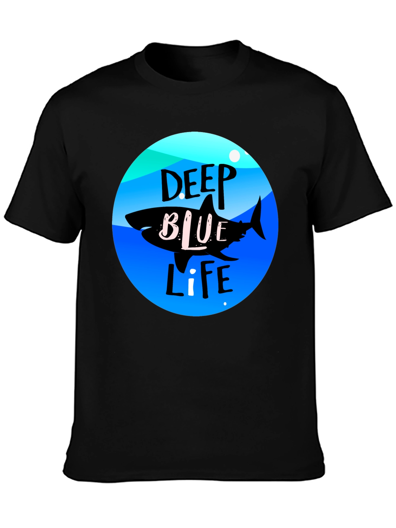 Deep Blue Life Shark Graphic Tee - Black