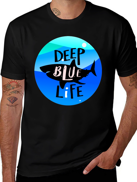 Deep Blue Life Shark Graphic Tee - Black