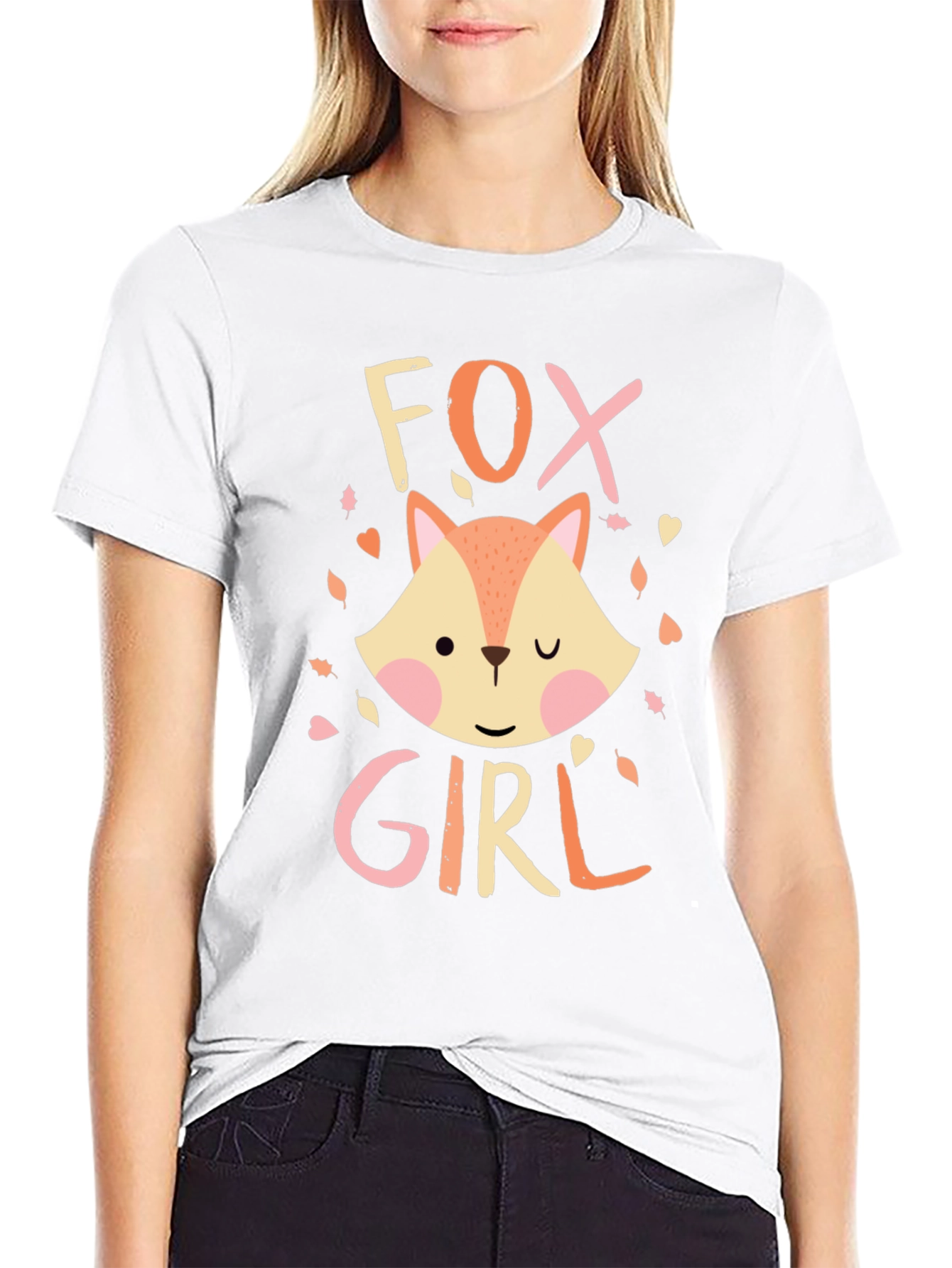 Fox Girl Graphic T-Shirt - Cute Animal Tee