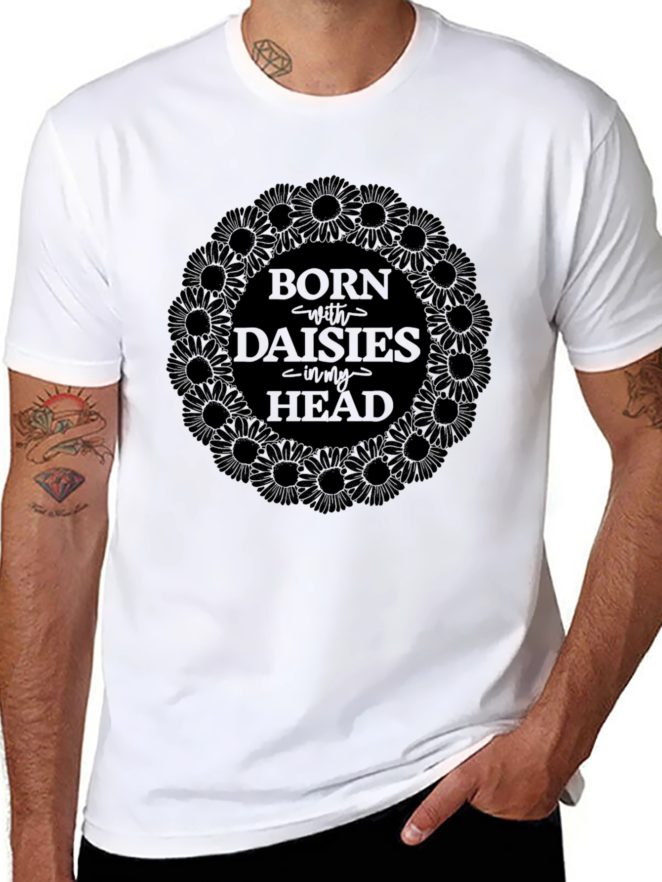 Born with Daisies T-Shirt - Dark Graphic Tee