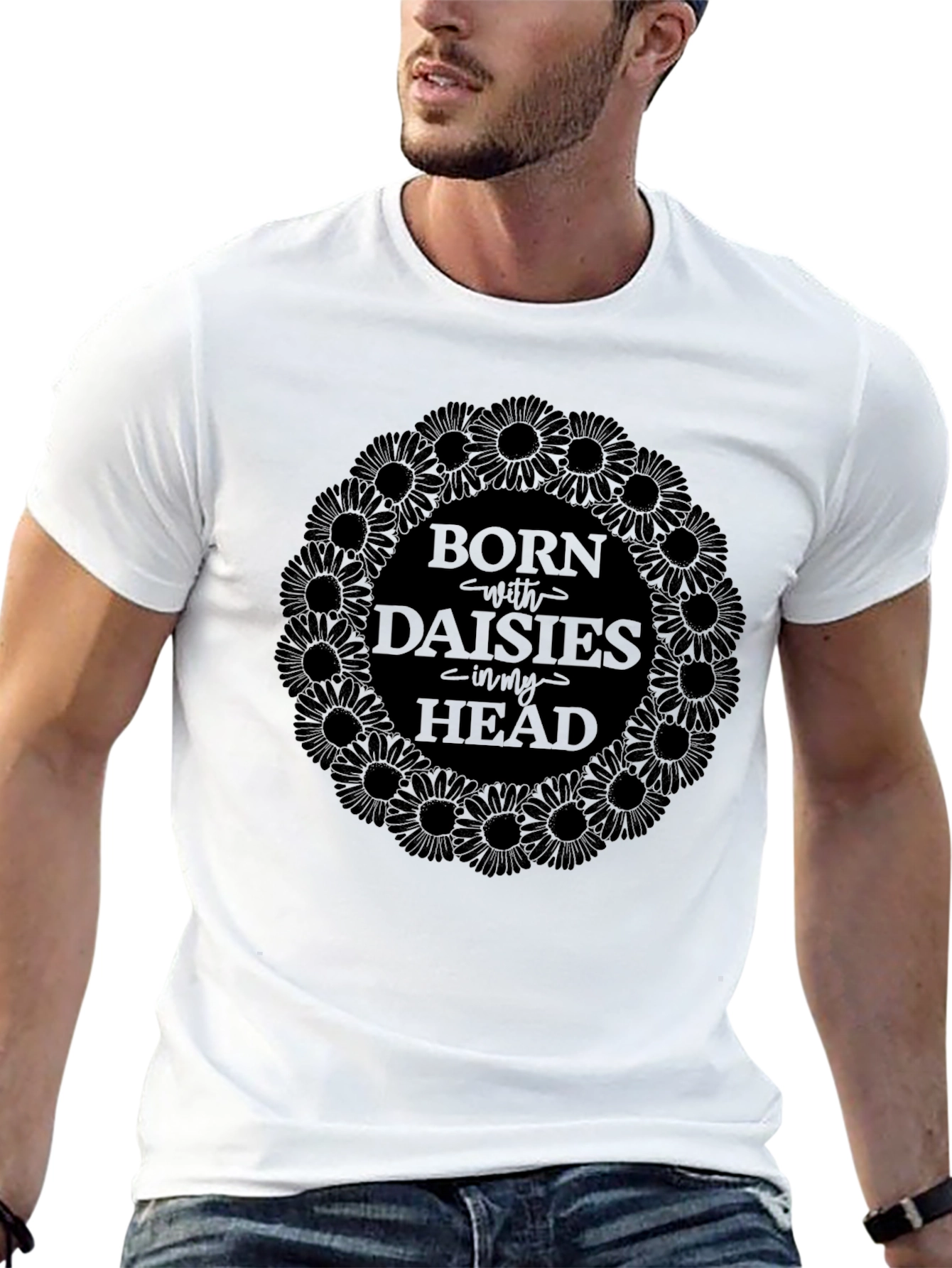 Born with Daisies T-Shirt - Dark Graphic Tee