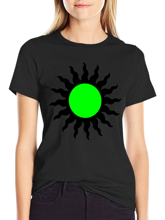 Black T-Shirt with Green Sun Graphic Tee
