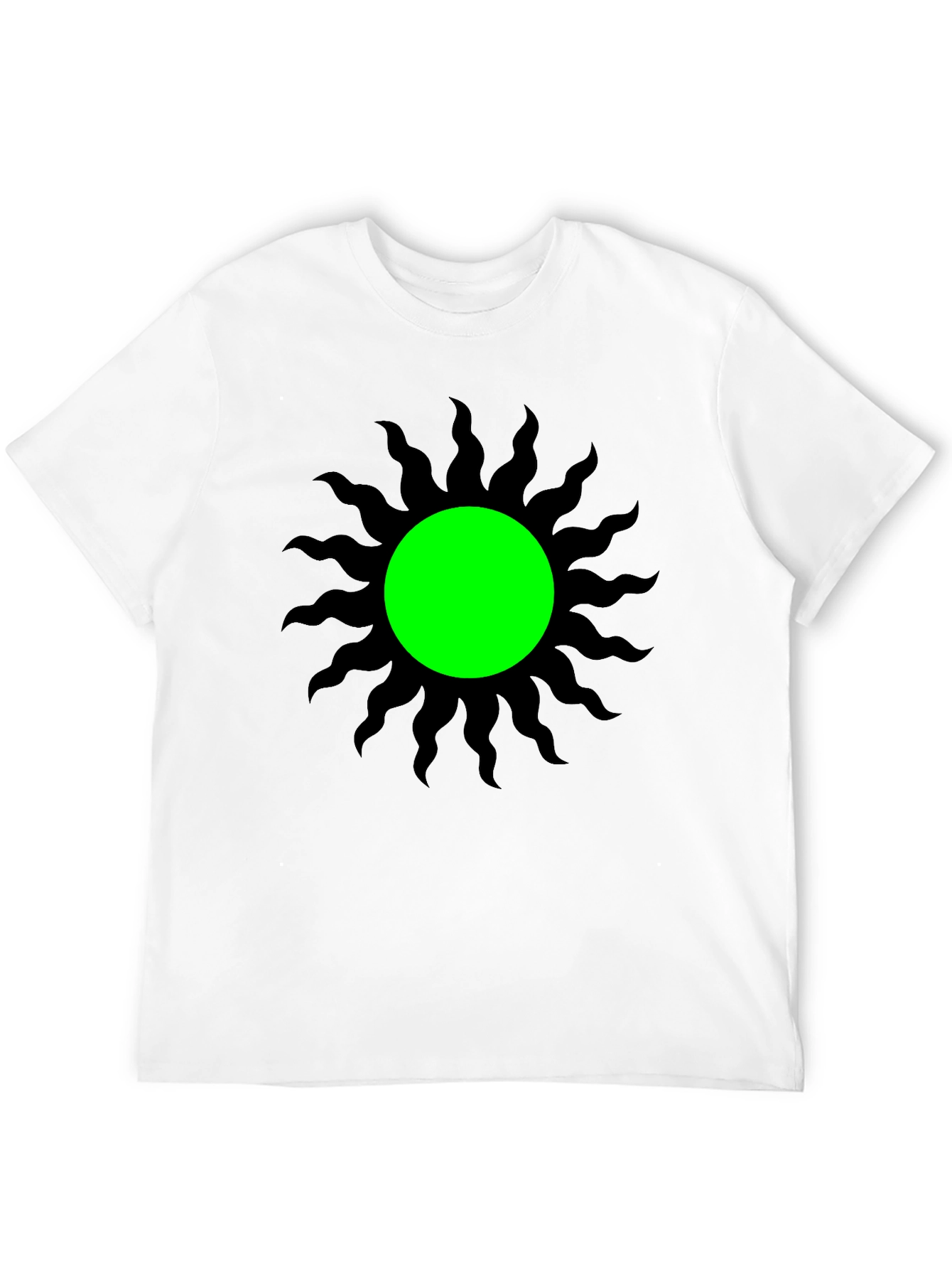 Black T-Shirt with Green Sun Graphic Tee