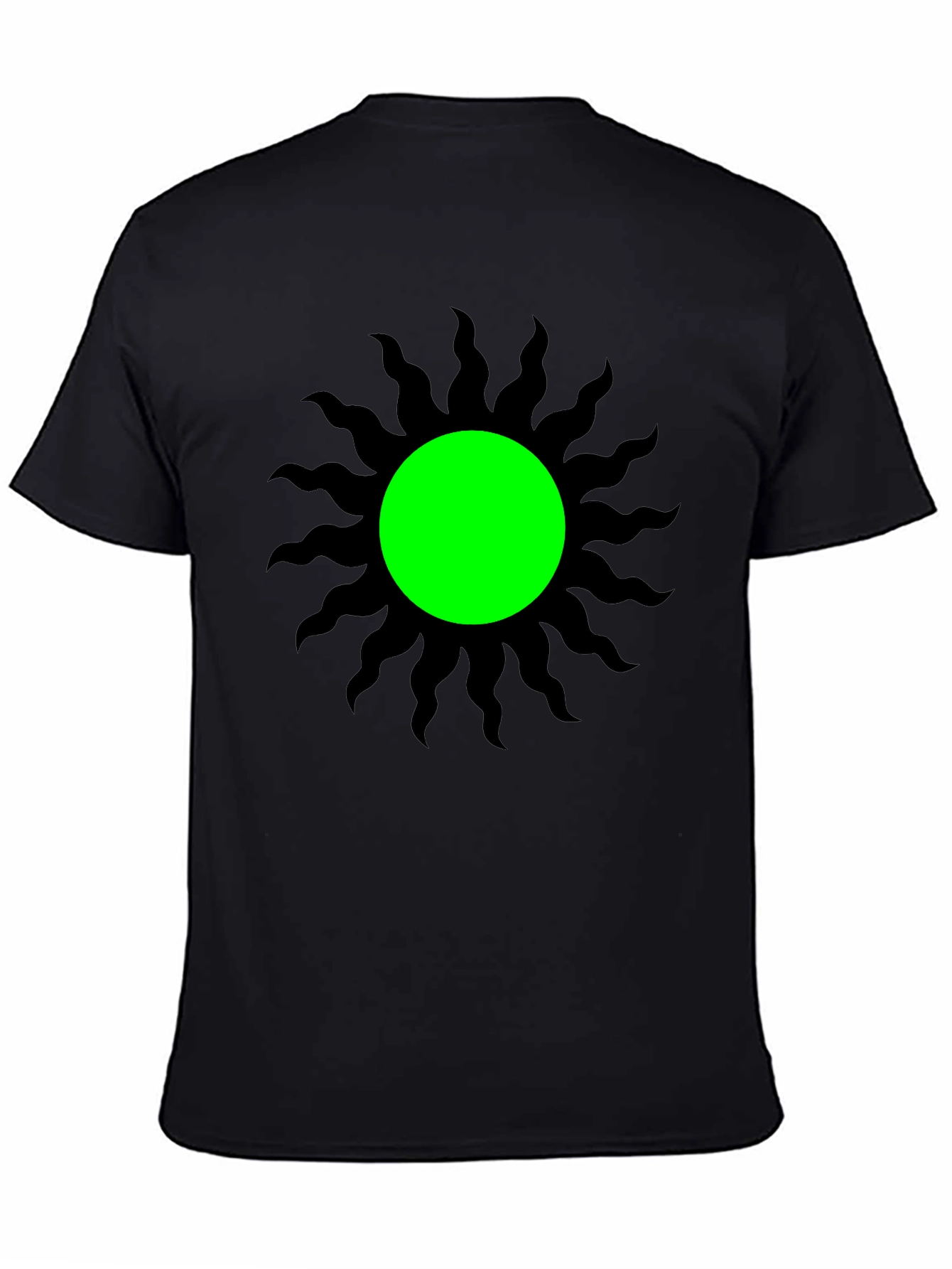 Black T-Shirt with Green Sun Graphic Tee