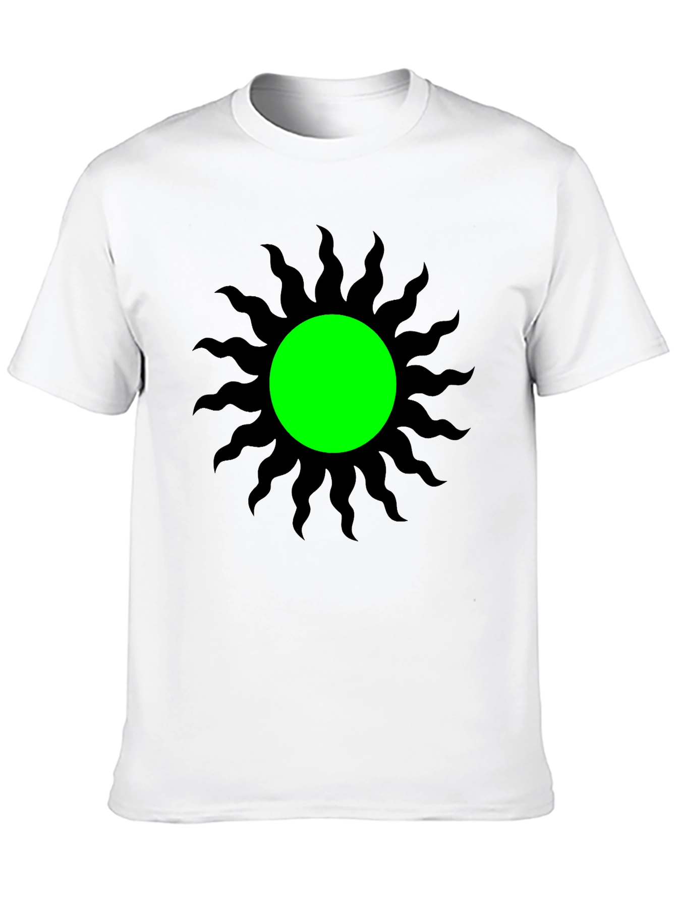 Black T-Shirt with Green Sun Graphic Tee