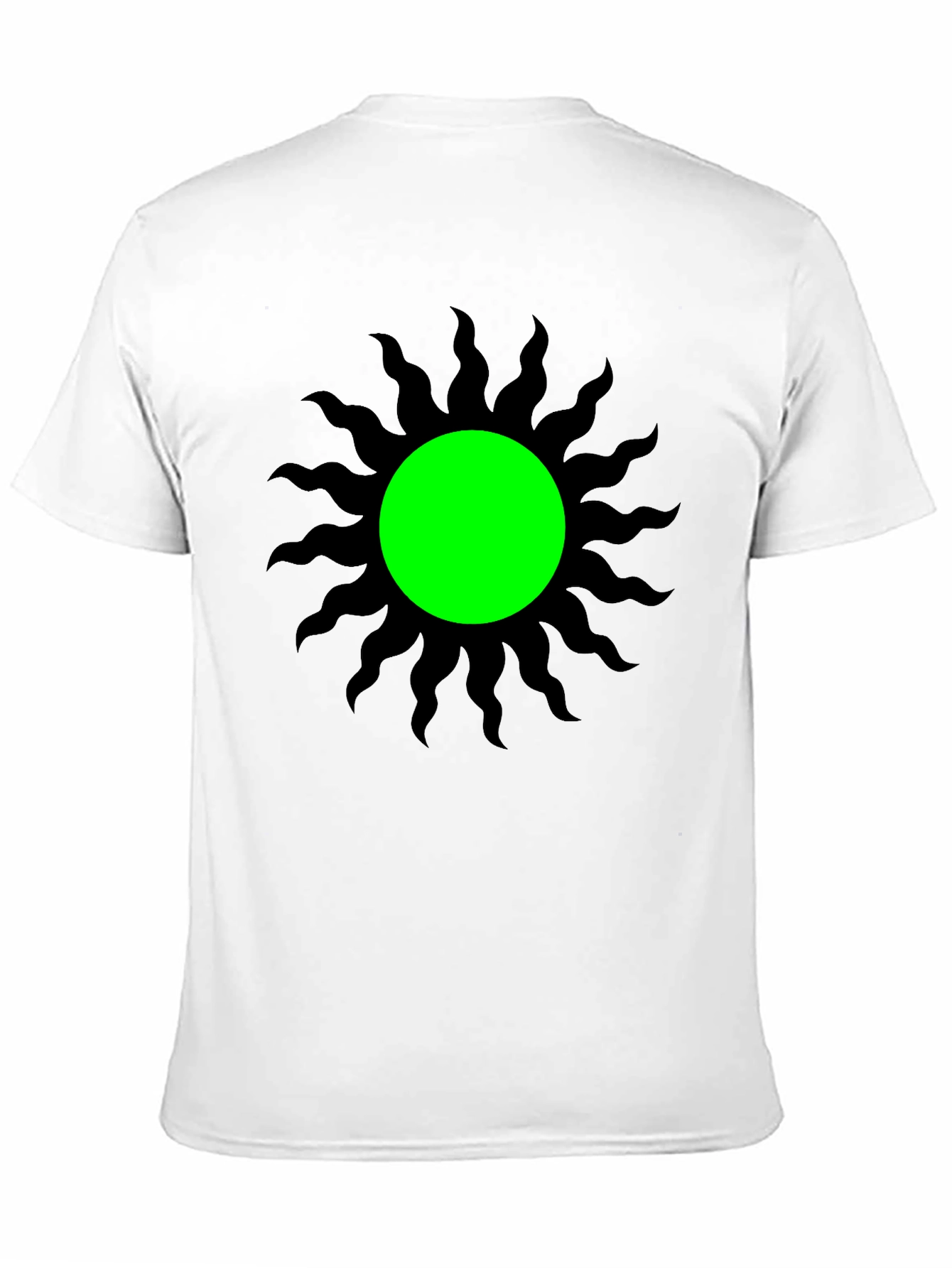 Black T-Shirt with Green Sun Graphic Tee