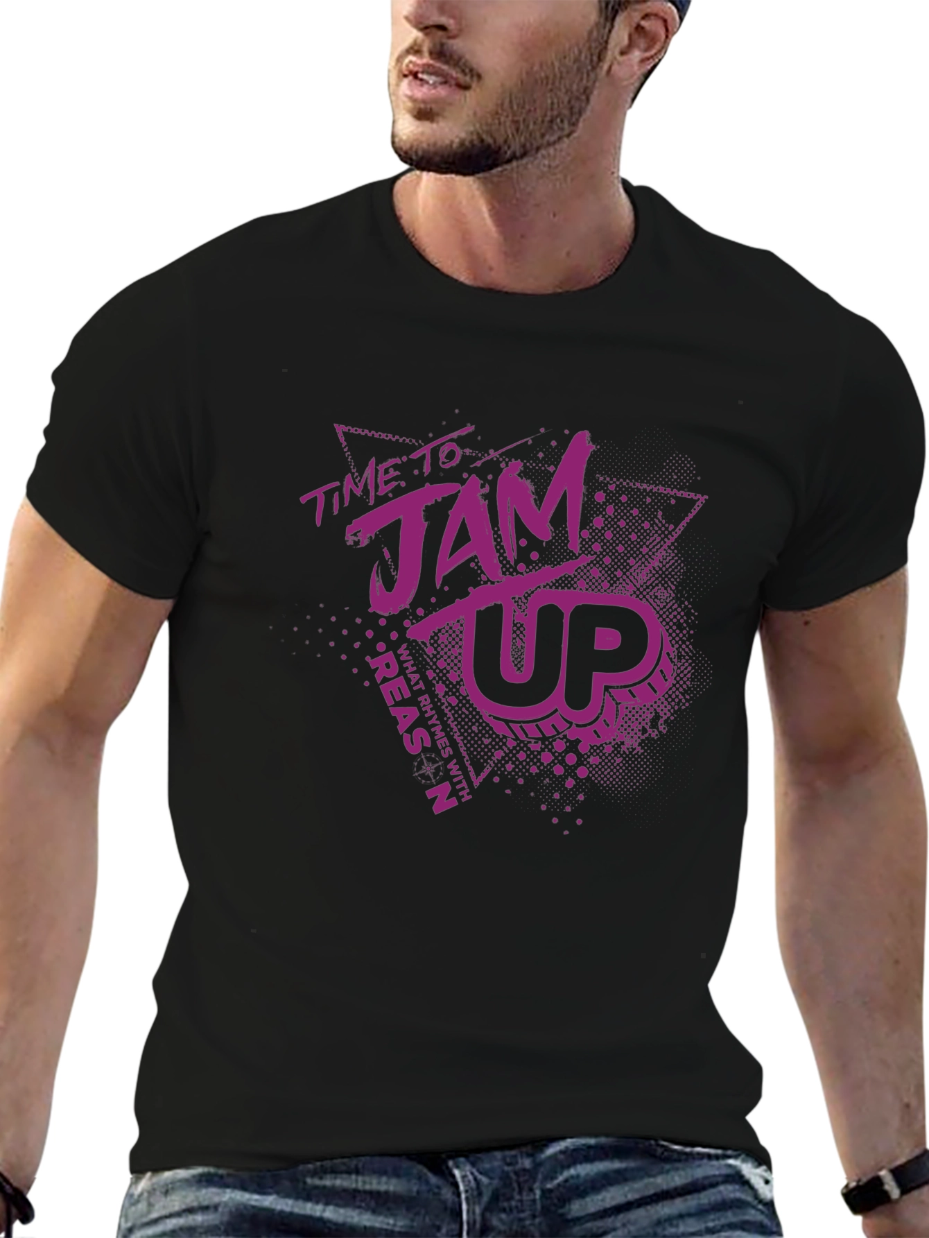 Time To Jam Up Black Graphic Tee
