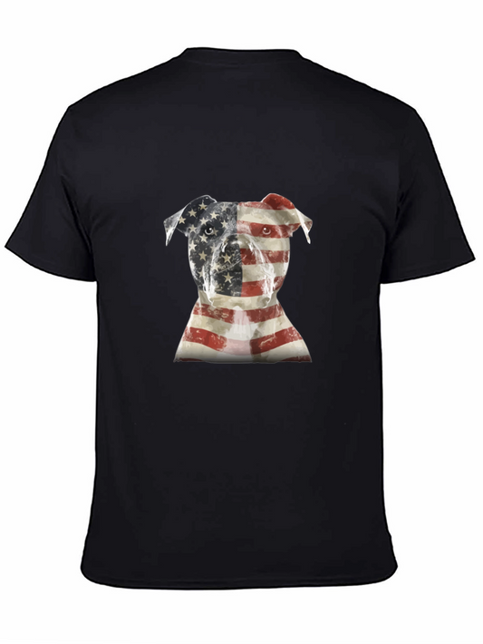 American Flag Pitbull Graphic Tee - Black