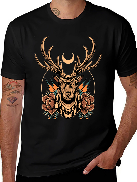 Mystic Stag Graphic Tee - Black Cotton