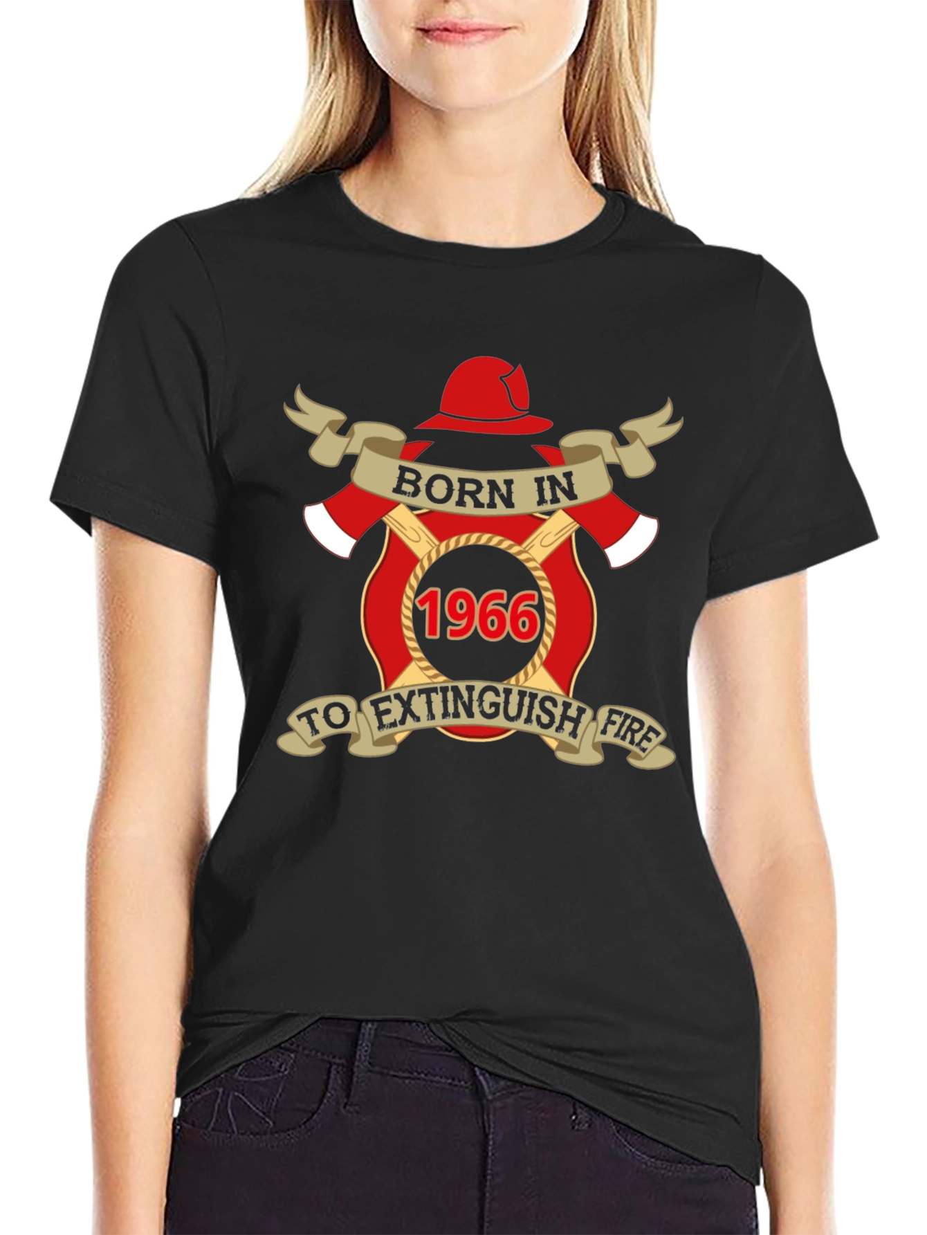 Born in 1966 Firefighter T-Shirt - Extinguish Fire