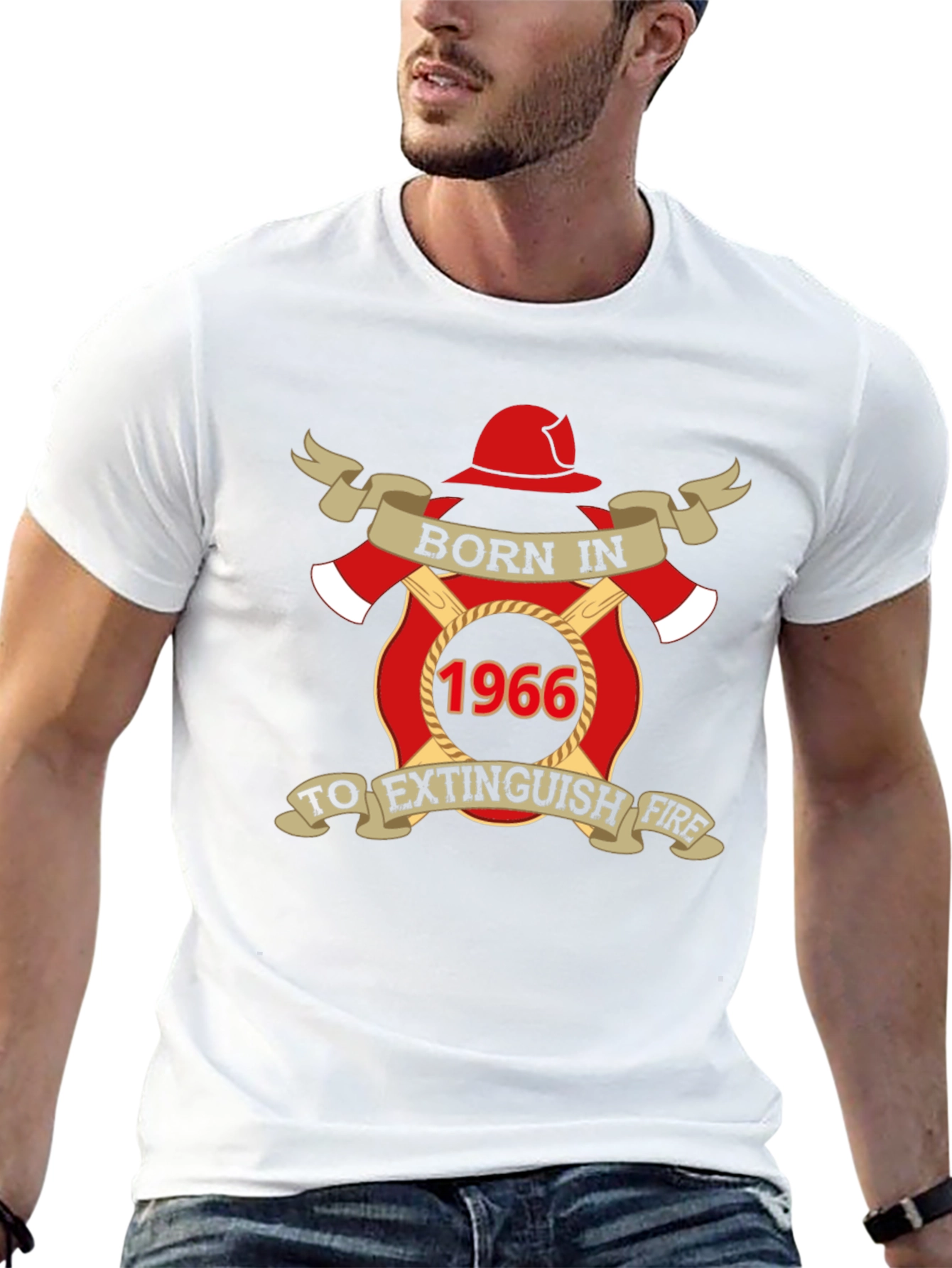 Born in 1966 Firefighter T-Shirt - Extinguish Fire