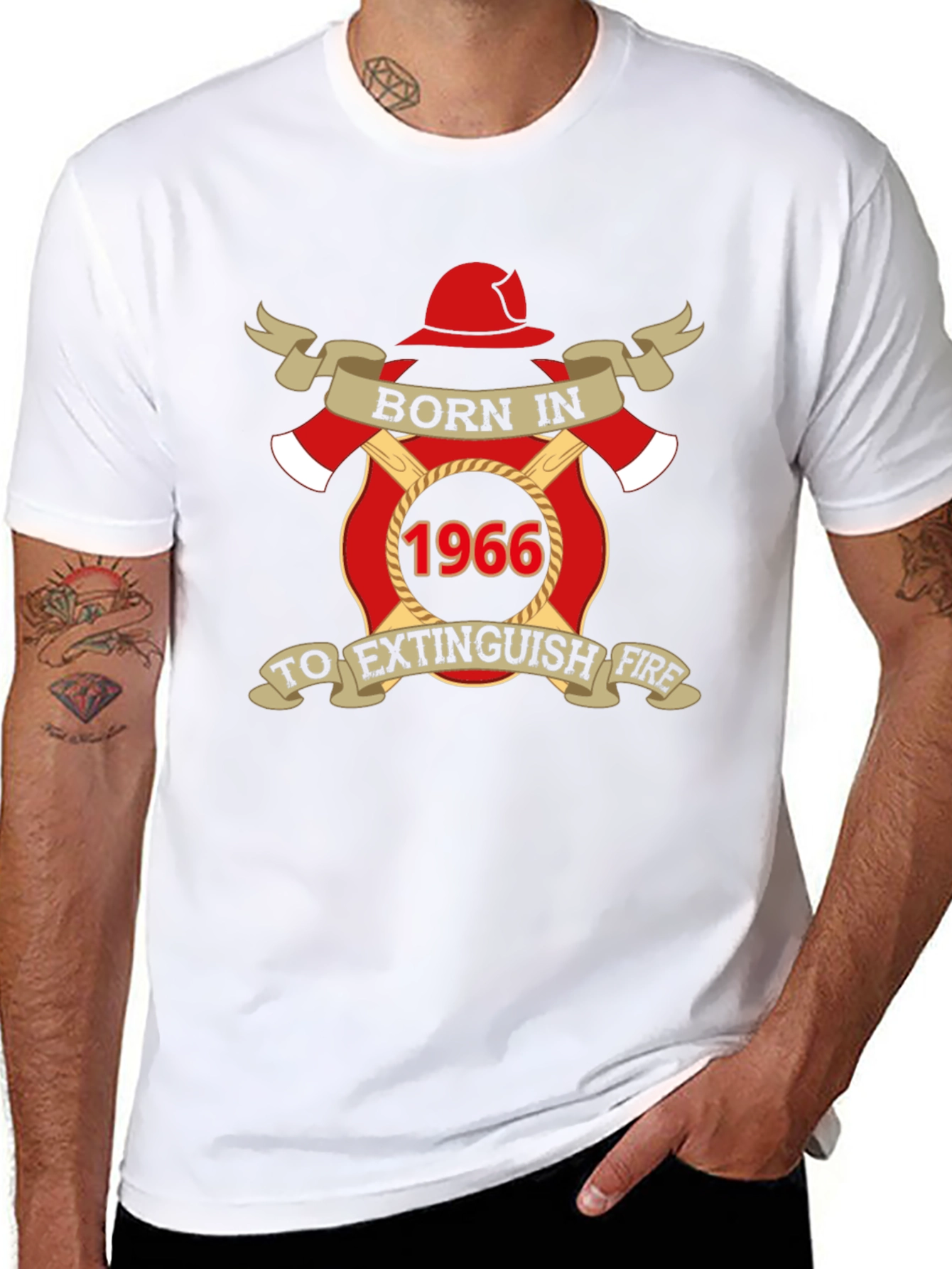 Born in 1966 Firefighter T-Shirt - Extinguish Fire