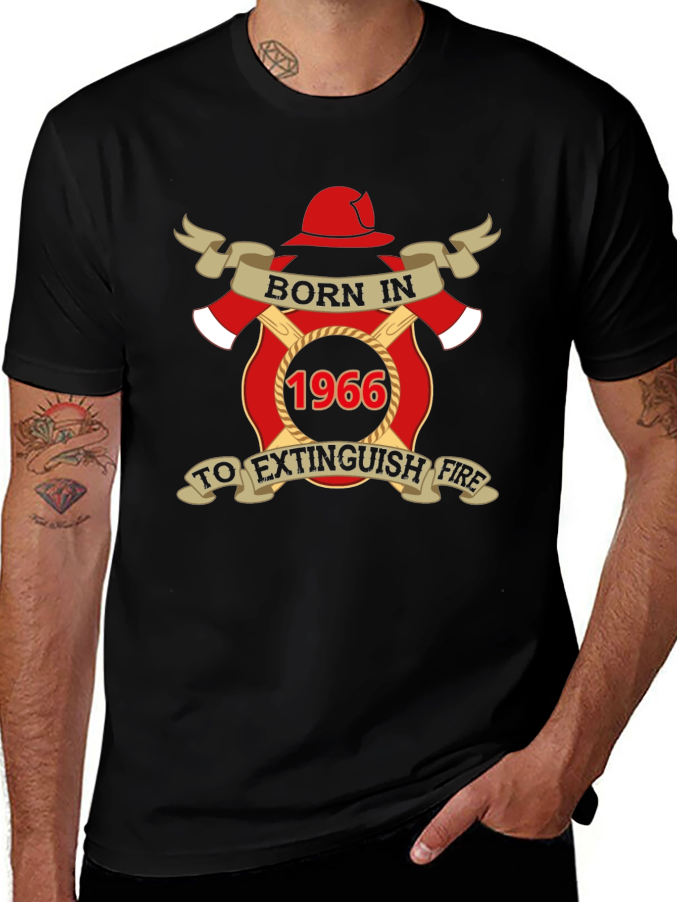 Born in 1966 Firefighter T-Shirt - Extinguish Fire