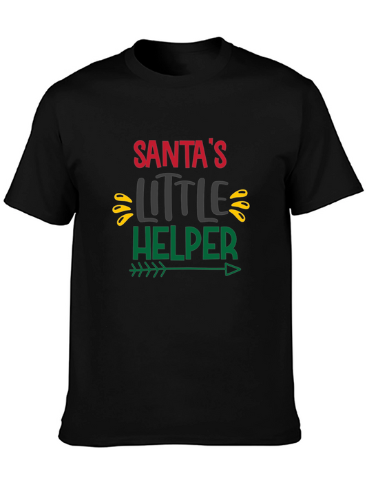 Santas Little Helper Black Graphic T-Shirt