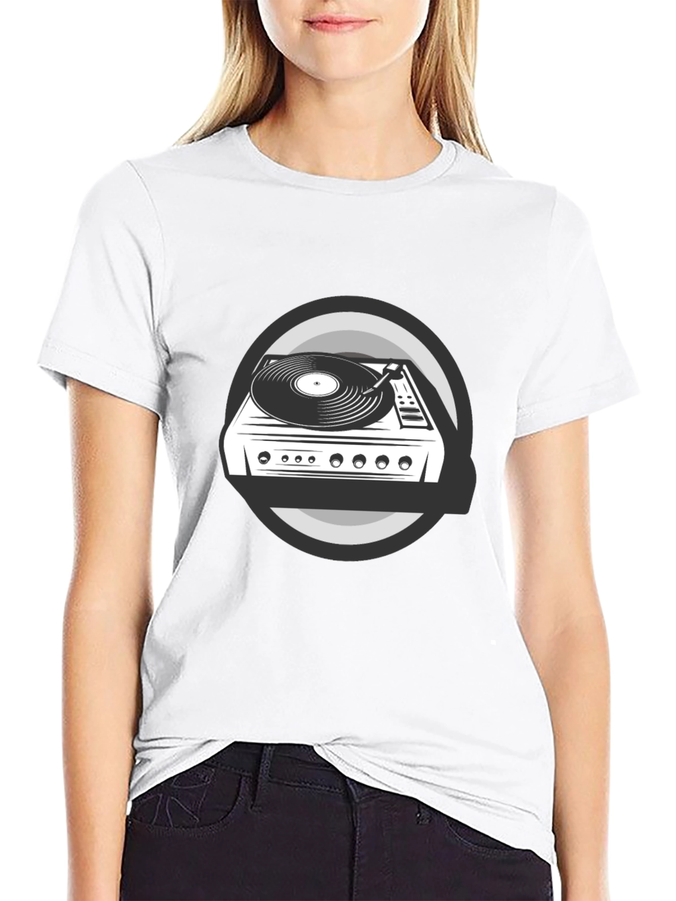 DJ Turntable Graphic Tee - Black