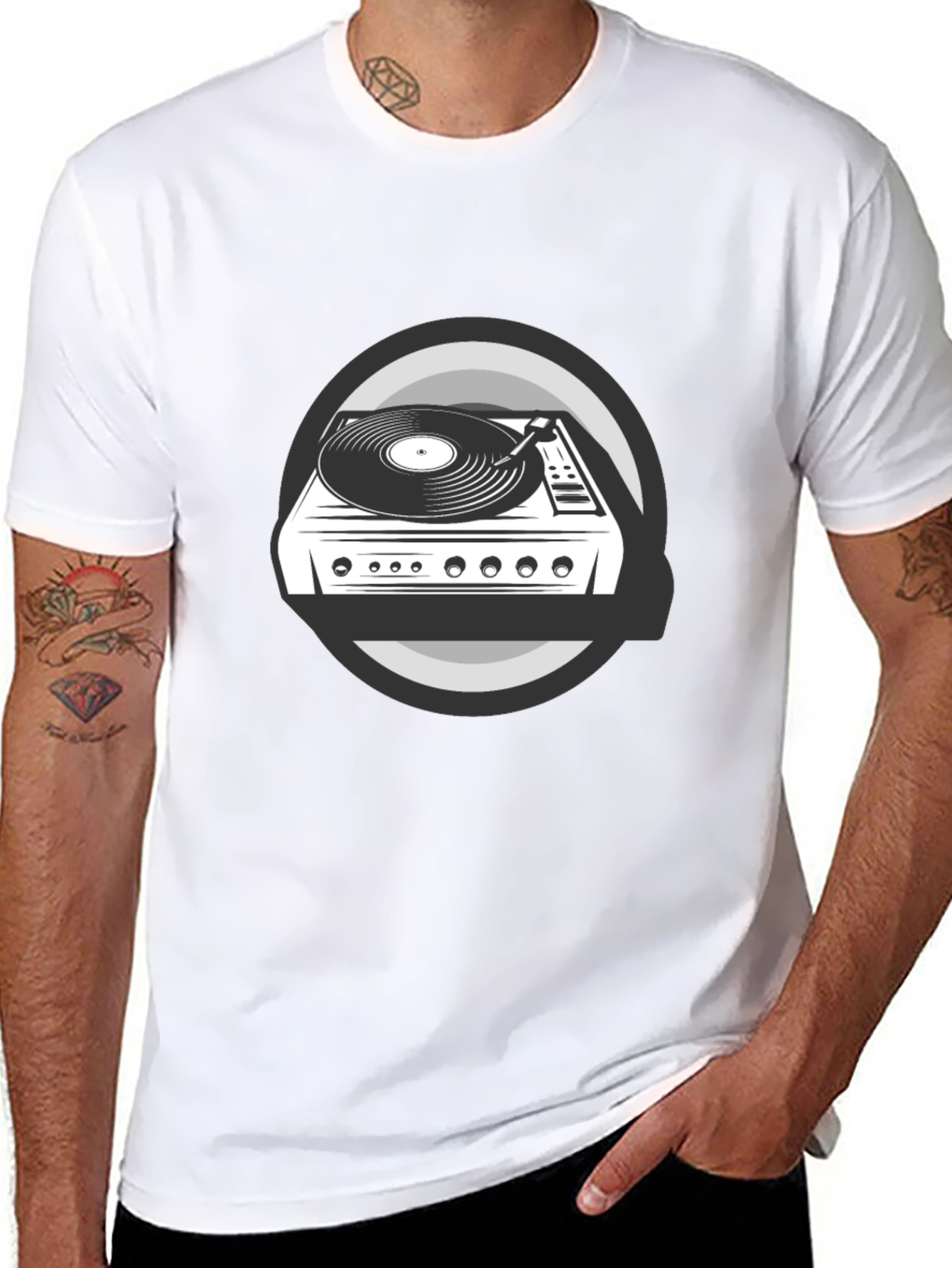 DJ Turntable Graphic Tee - Black