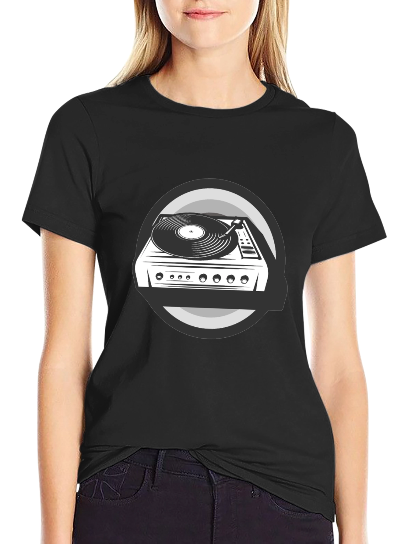 DJ Turntable Graphic Tee - Black