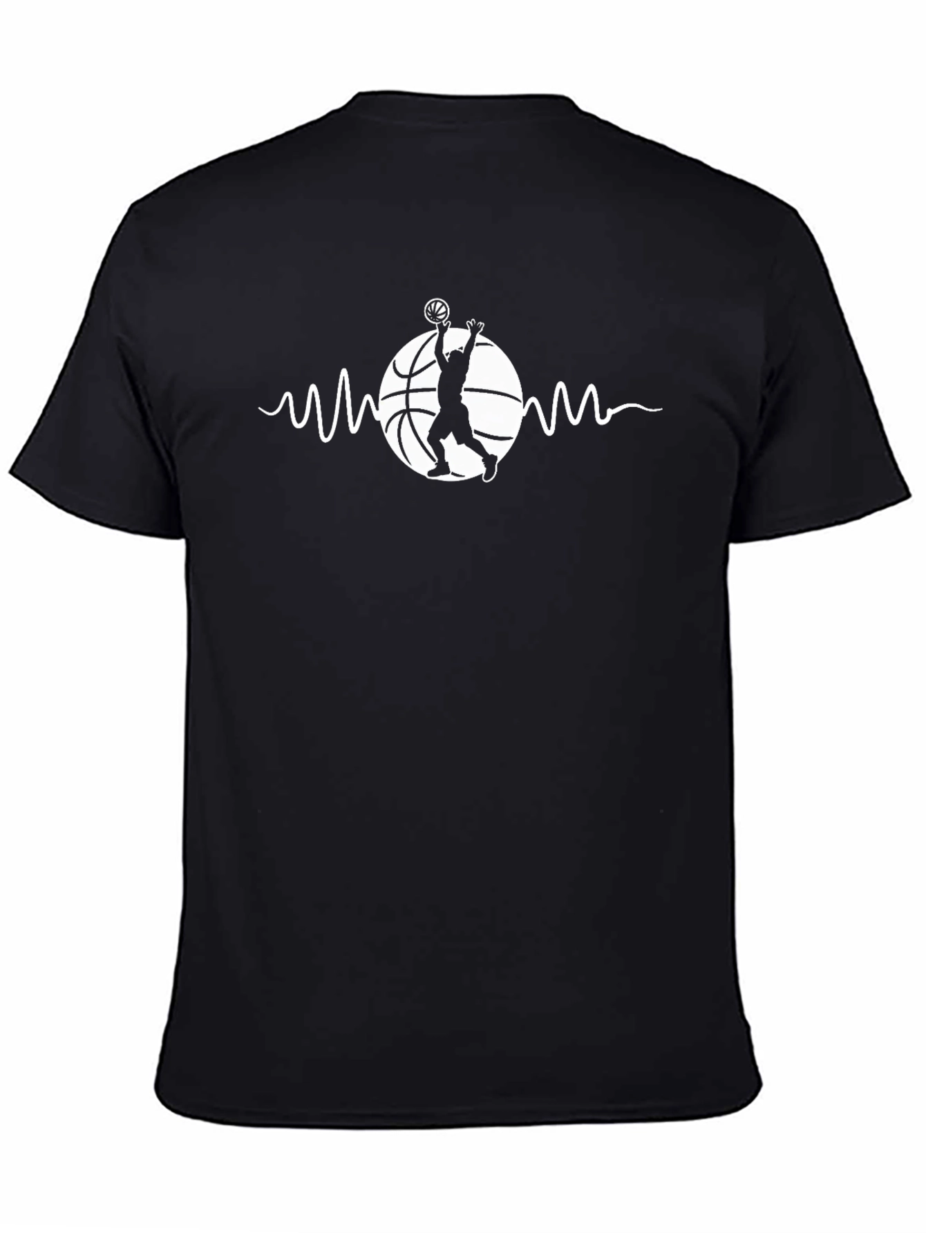 Basketball Heartbeat Graphic Tee - Black Cotton Shirt