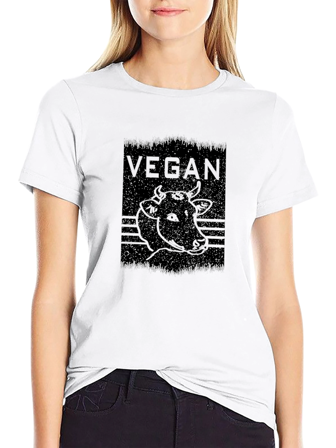 Vegan Cow Graphic Black T-Shirt