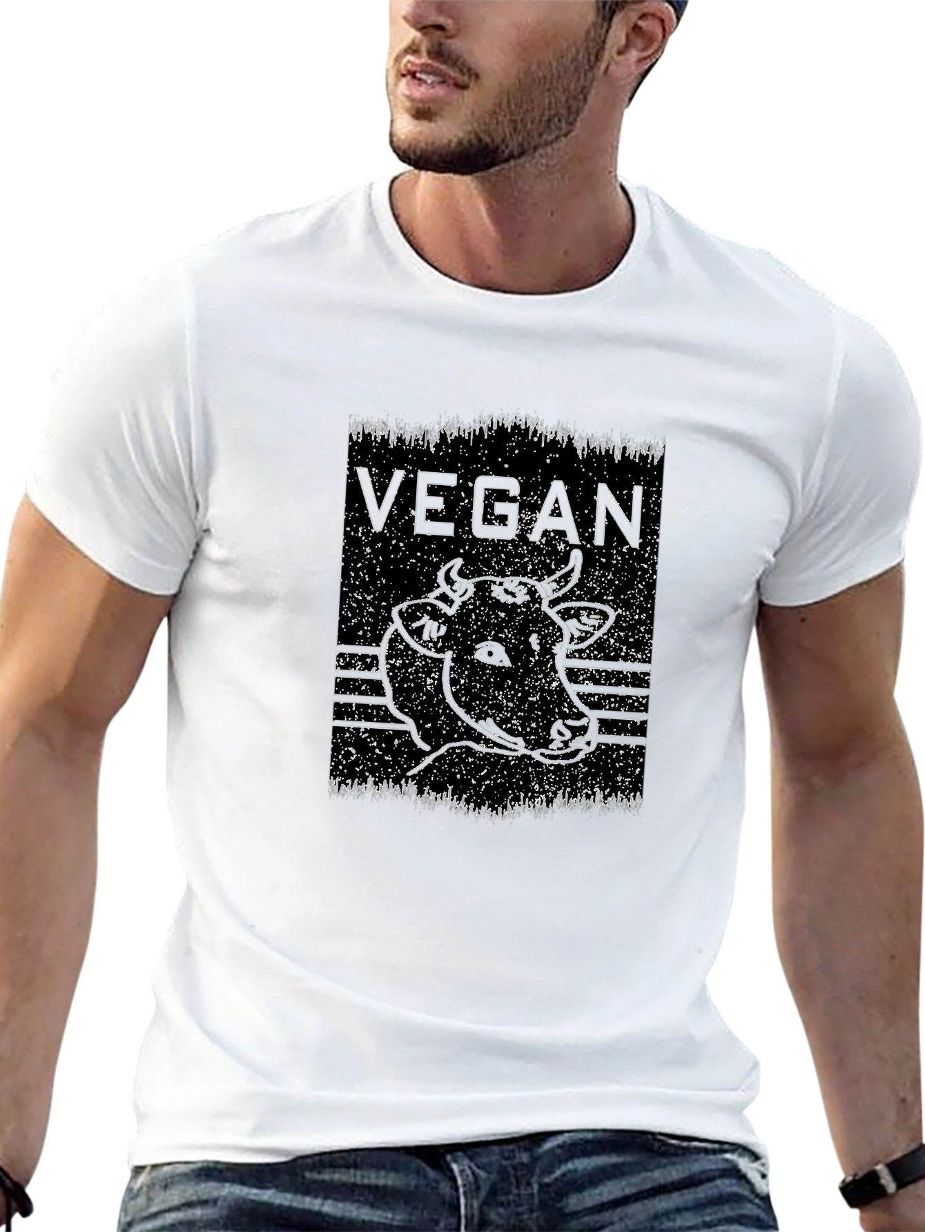 Vegan Cow Graphic Black T-Shirt