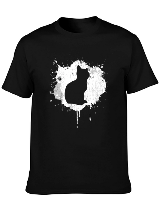 Cool Cat Silhouette T-Shirt - Black