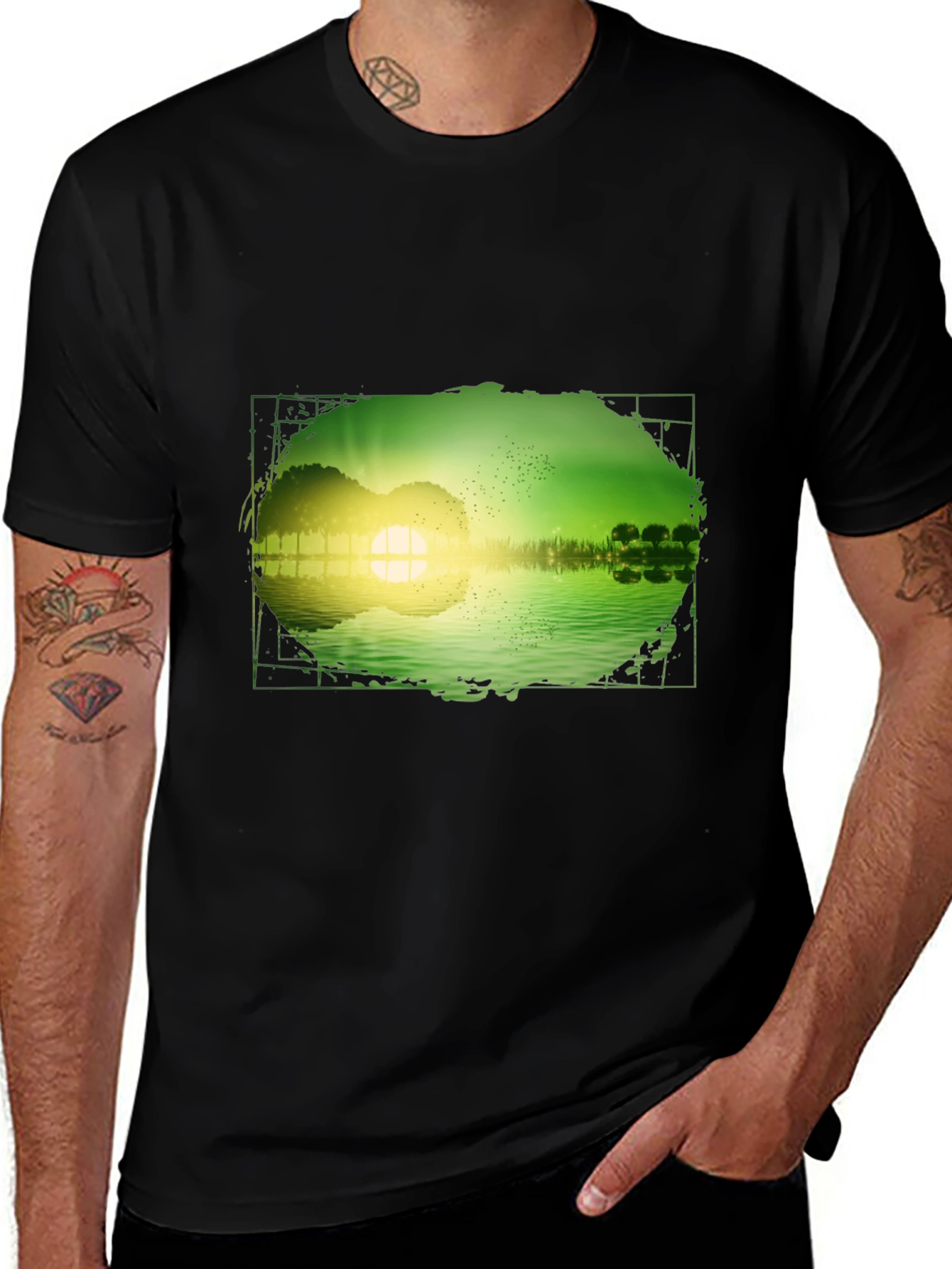 Guitar Sunset T-Shirt - Mens Black Tee