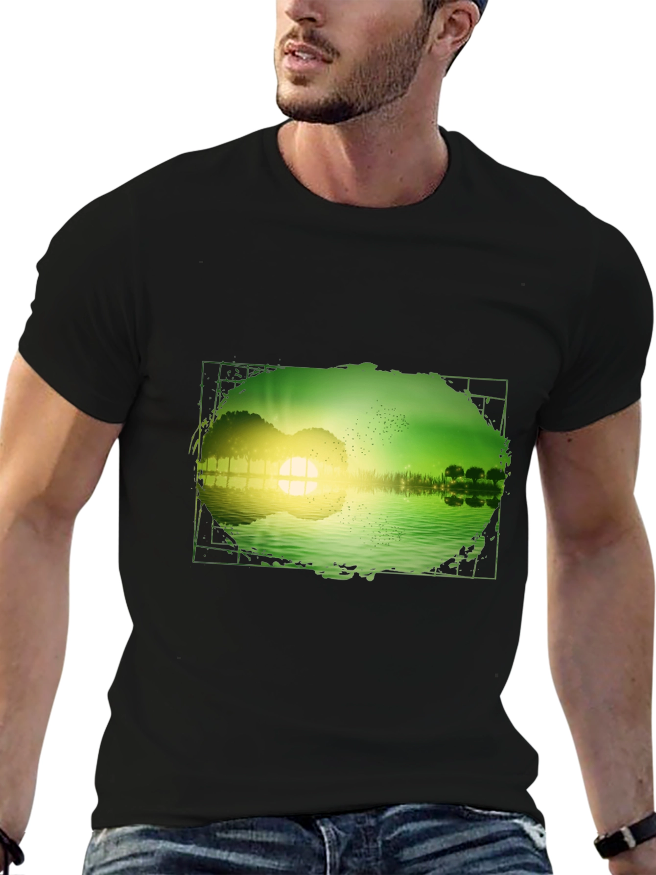 Guitar Sunset T-Shirt - Mens Black Tee
