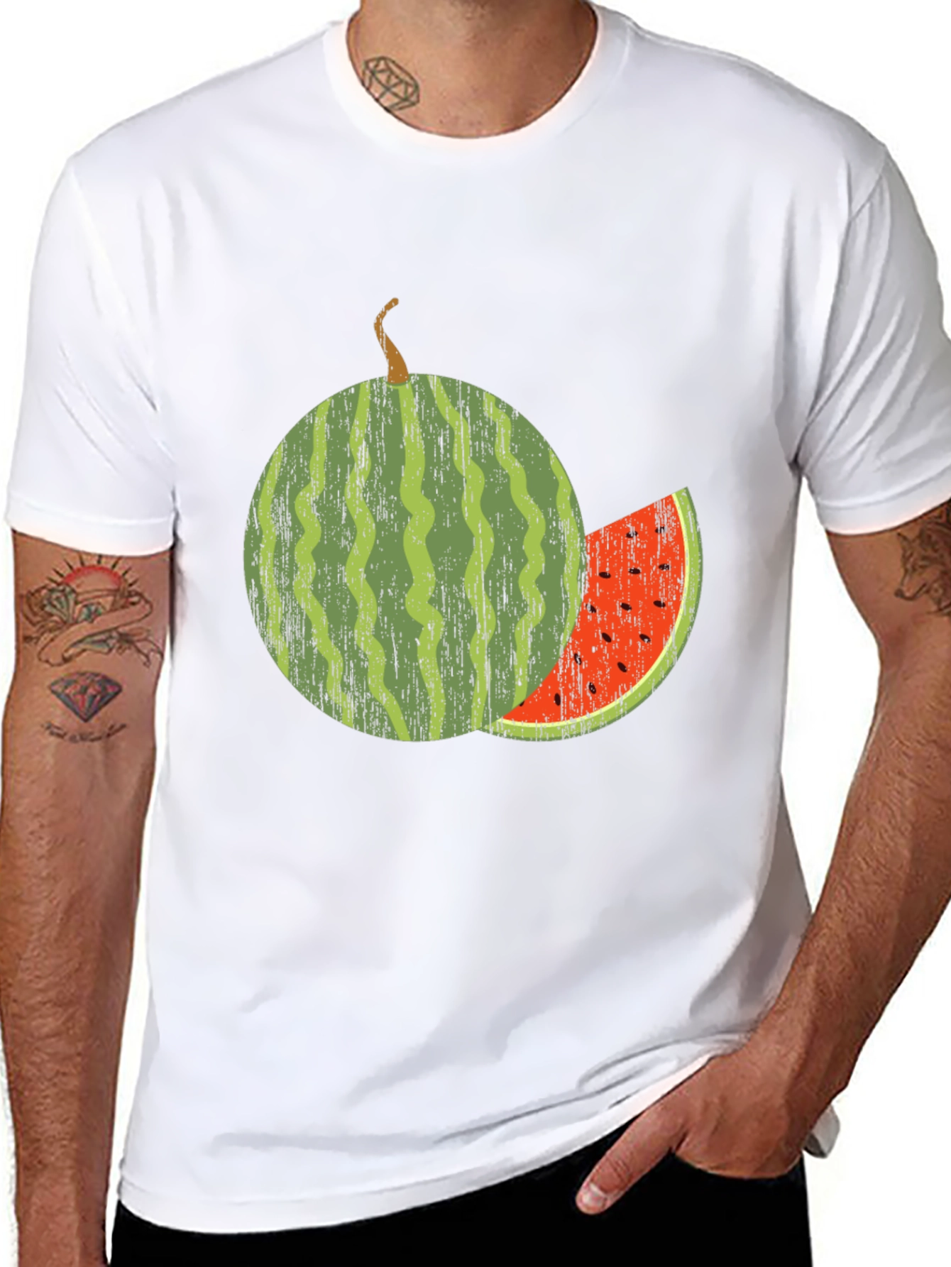 Watermelon Graphic Tee - Black Cotton Blend Shirt