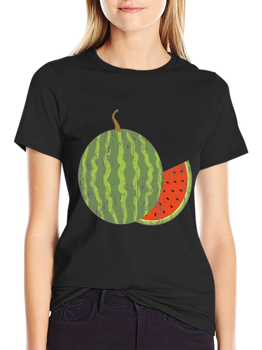 Watermelon Graphic Tee - Black Cotton Blend Shirt