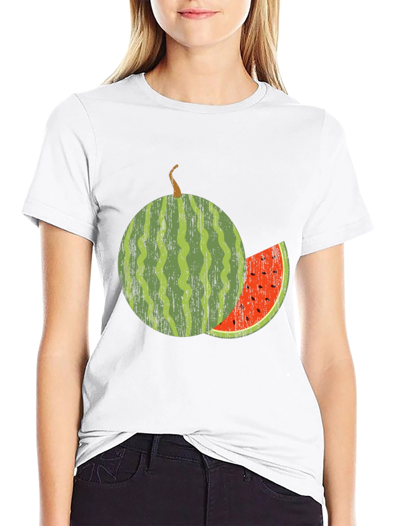 Watermelon Graphic Tee - Black Cotton Blend Shirt