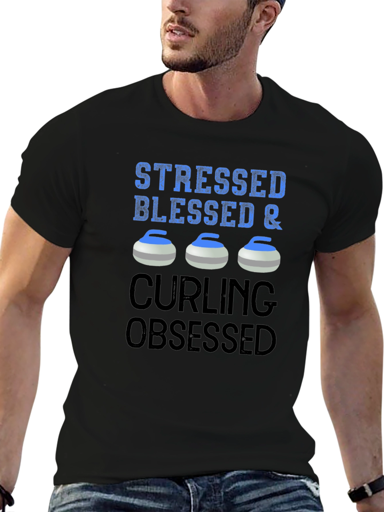 Stressed Blessed & Curling Obsessed T-Shirt