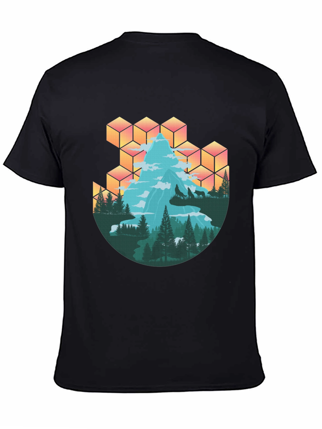 Mountain & Wolves Graphic Tee - Nature Lovers T-Shirt