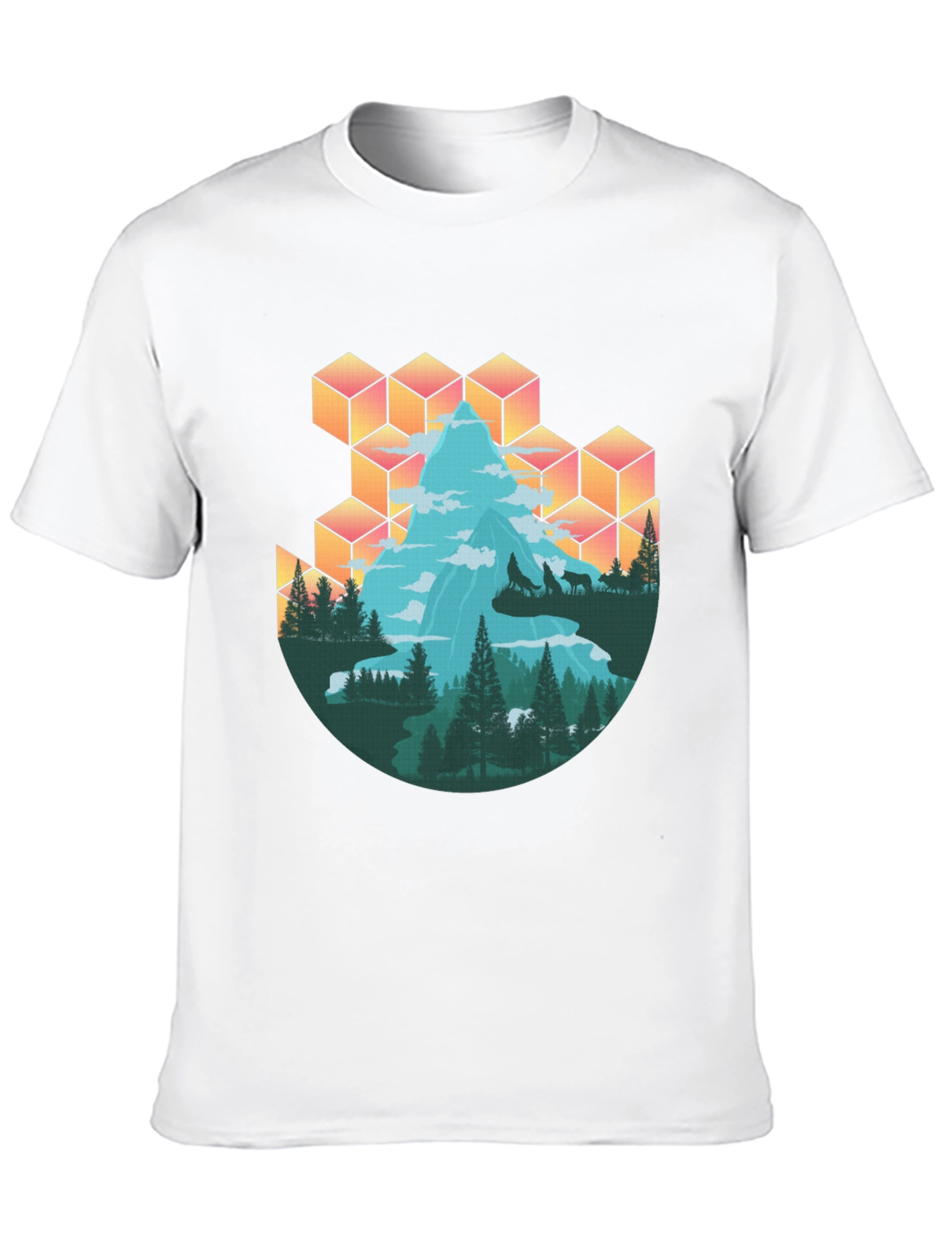 Mountain & Wolves Graphic Tee - Nature Lovers T-Shirt