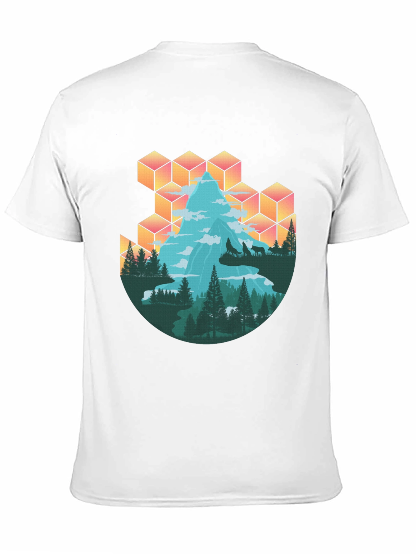 Mountain & Wolves Graphic Tee - Nature Lovers T-Shirt
