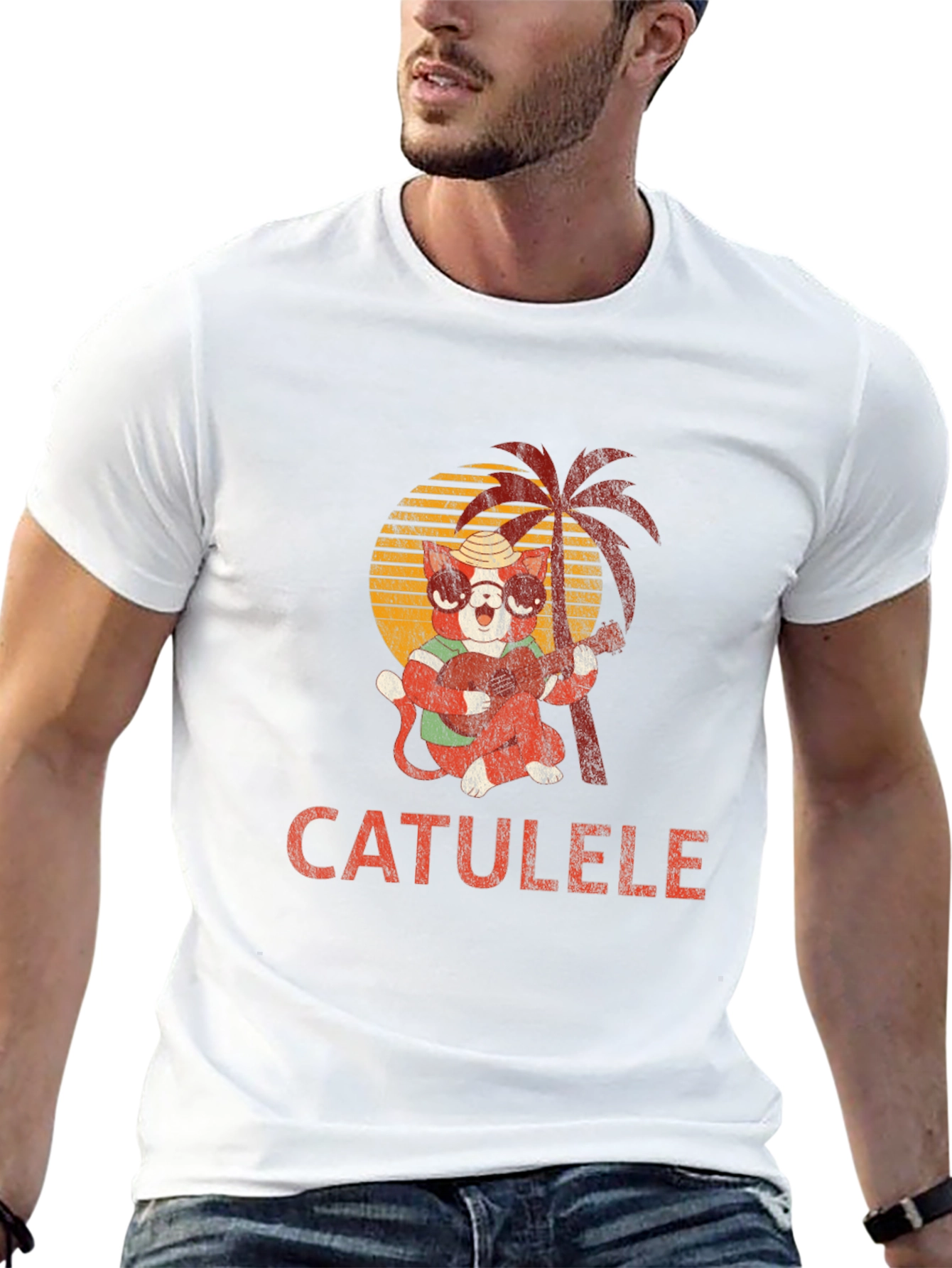 Catulele T-Shirt - Hawaiian Cat Playing Ukulele Tee