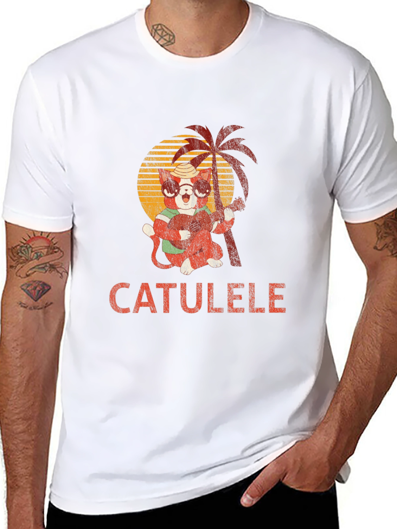 Catulele T-Shirt - Hawaiian Cat Playing Ukulele Tee