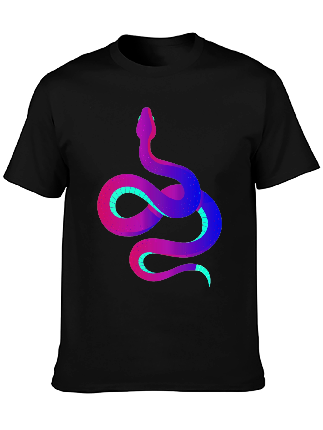 Vibrant Snake Graphic Tee - Stylish Mens Black T-Shirt