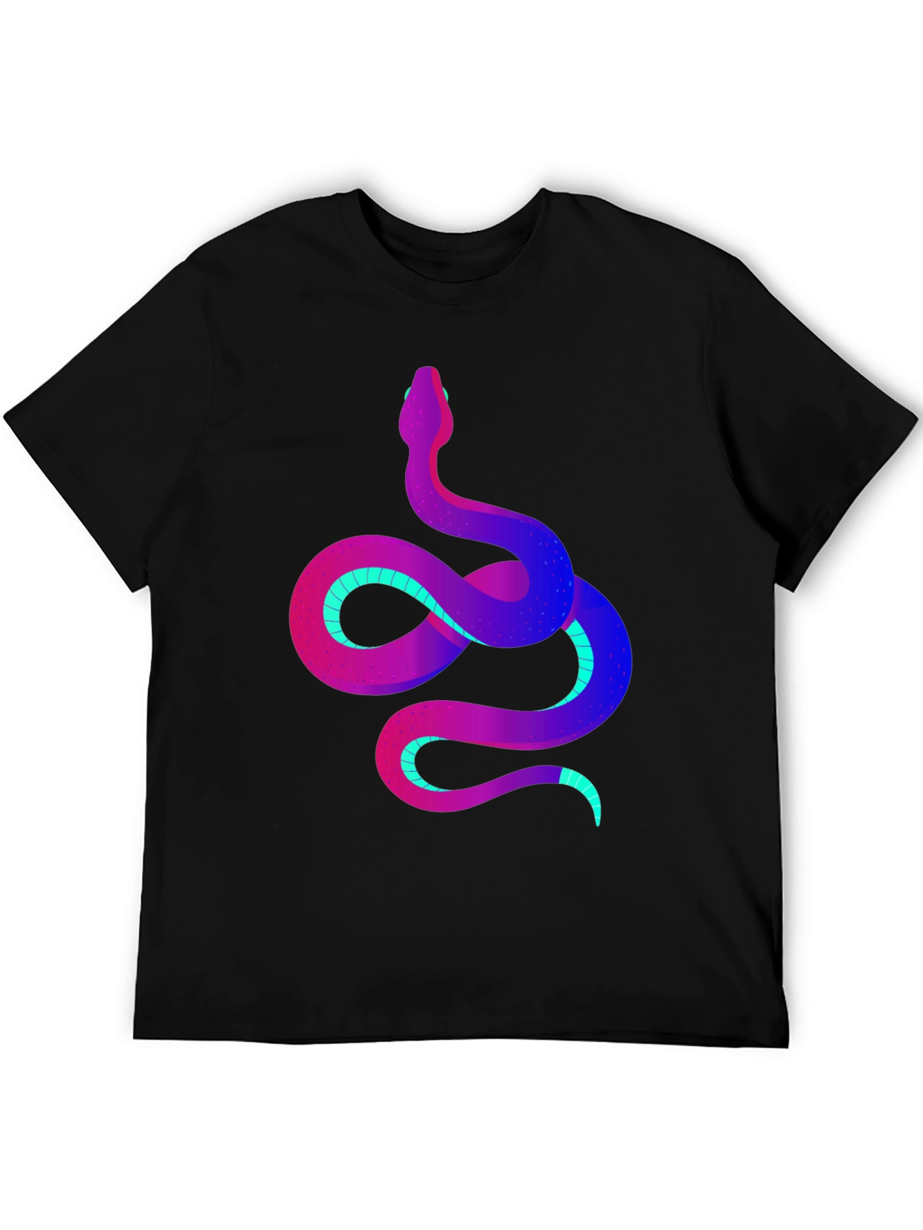 Vibrant Snake Graphic Tee - Stylish Mens Black T-Shirt