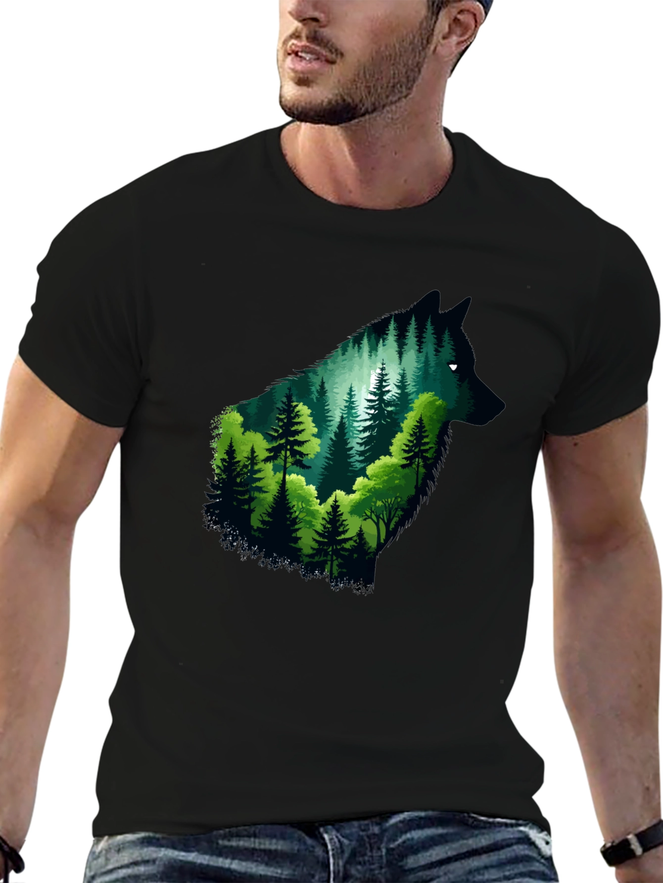 Wolf Forest Graphic Tee - Black