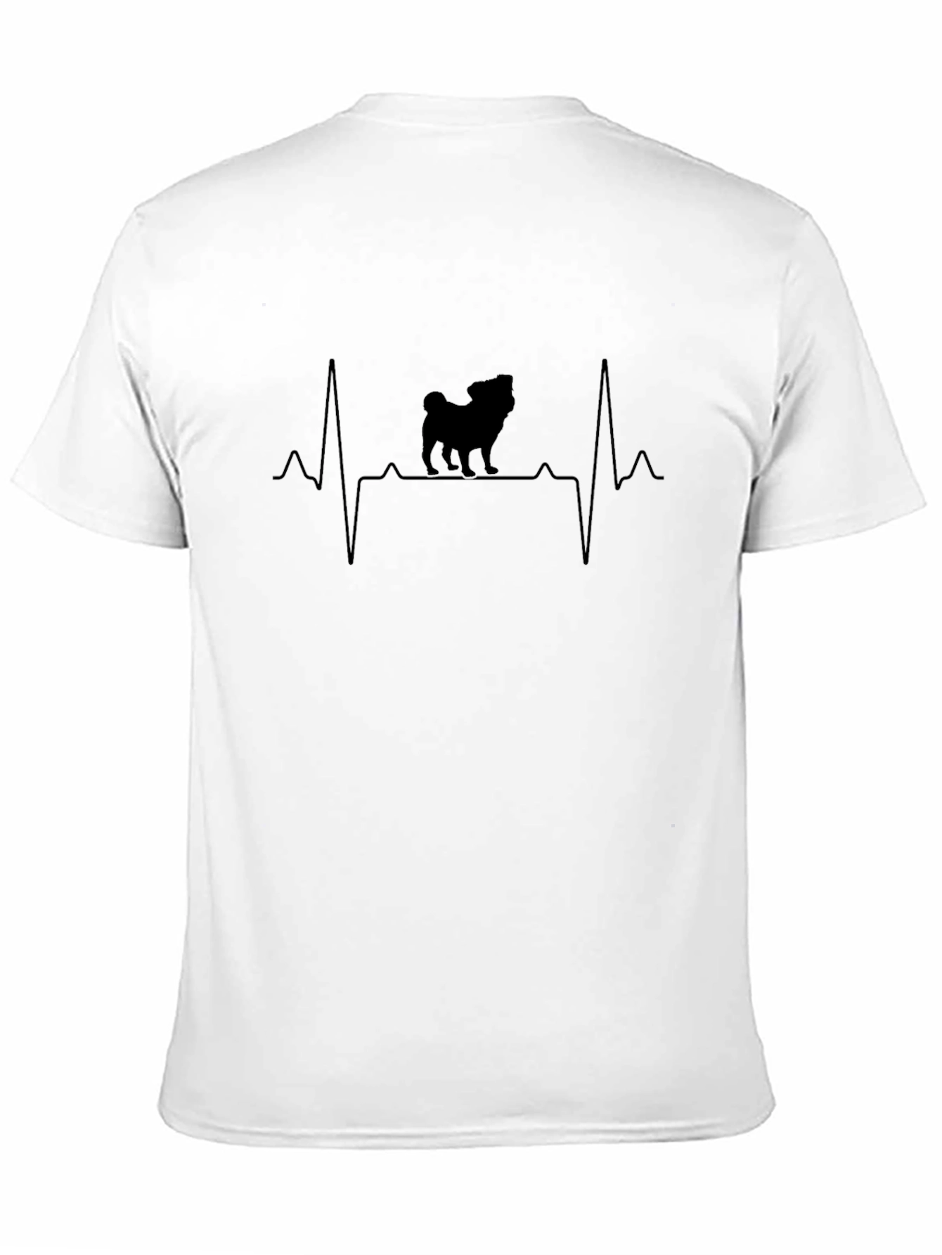 Pug Heartbeat Graphic T-Shirt - Black Cotton Tee