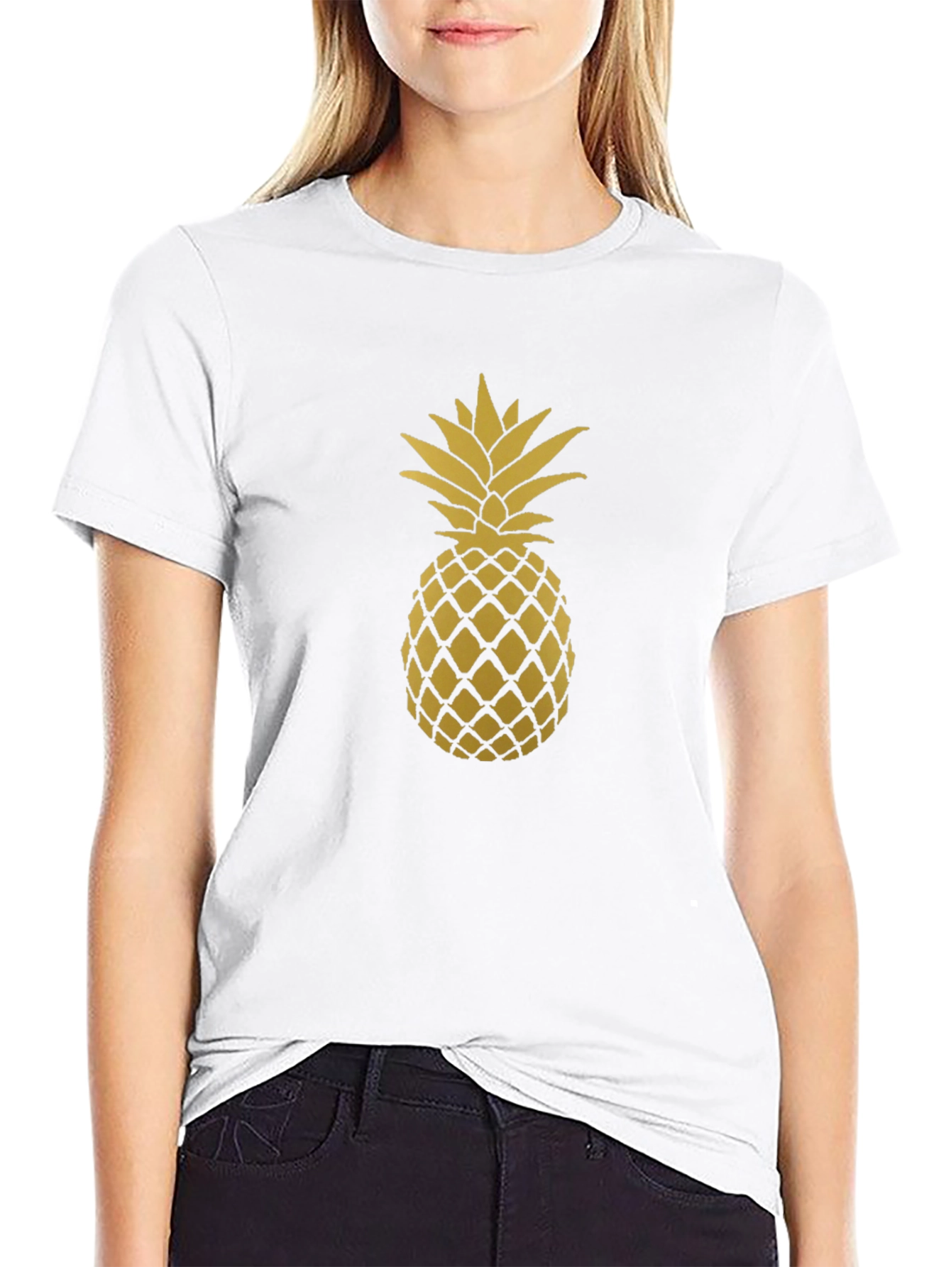 Pineapple Graphic Tee - Black Cotton T-Shirt