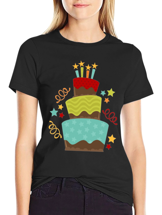 Birthday Cake Graphic Tee - Celebration Shirt