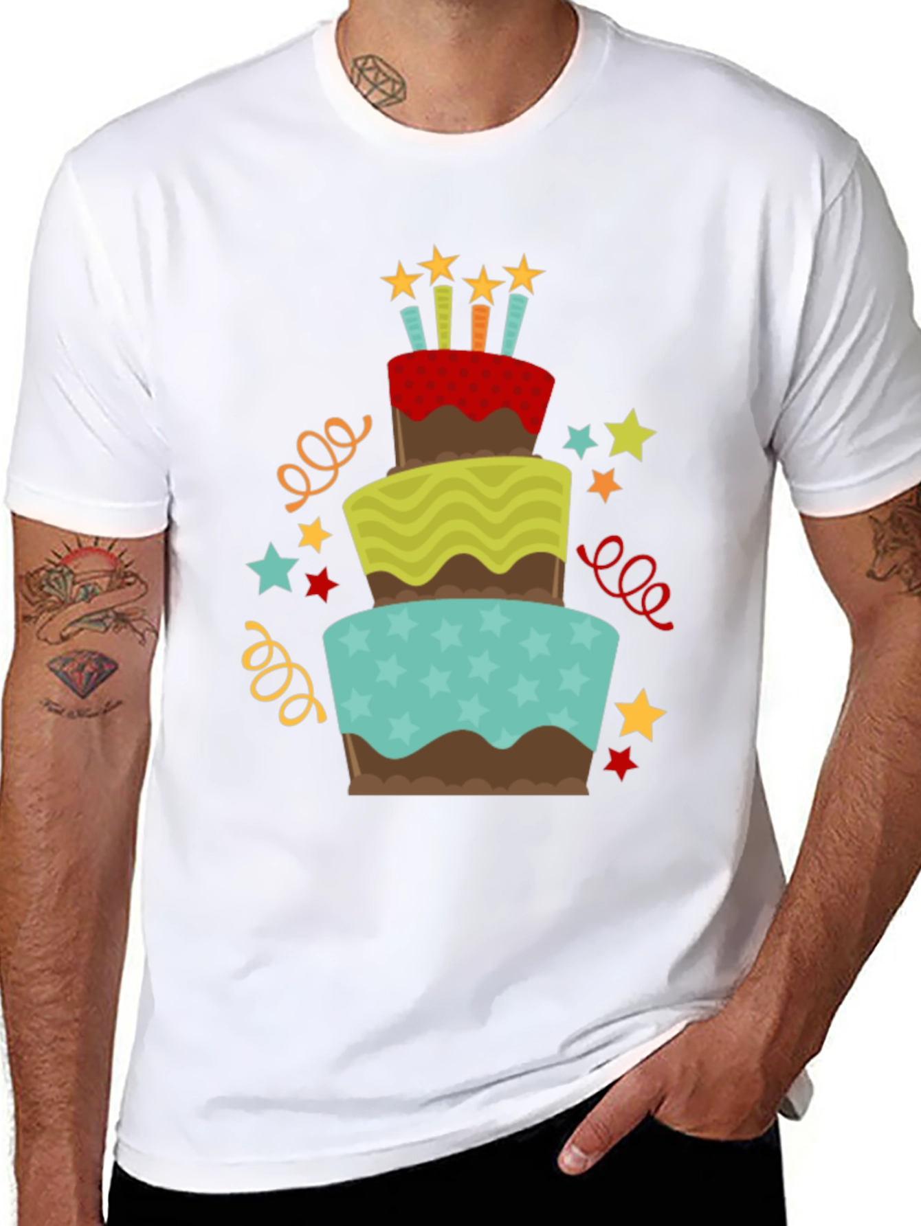 Birthday Cake Graphic Tee - Celebration Shirt