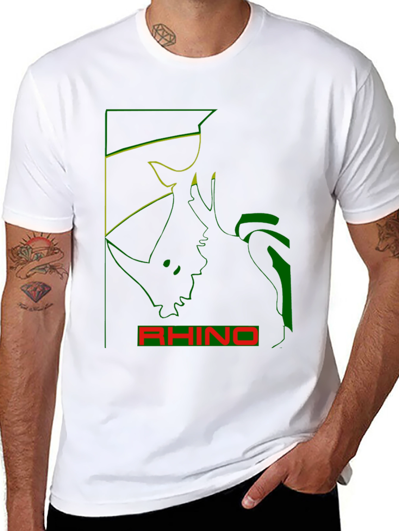 Rhino Graphic Tee - Bold Animal Print T-Shirt