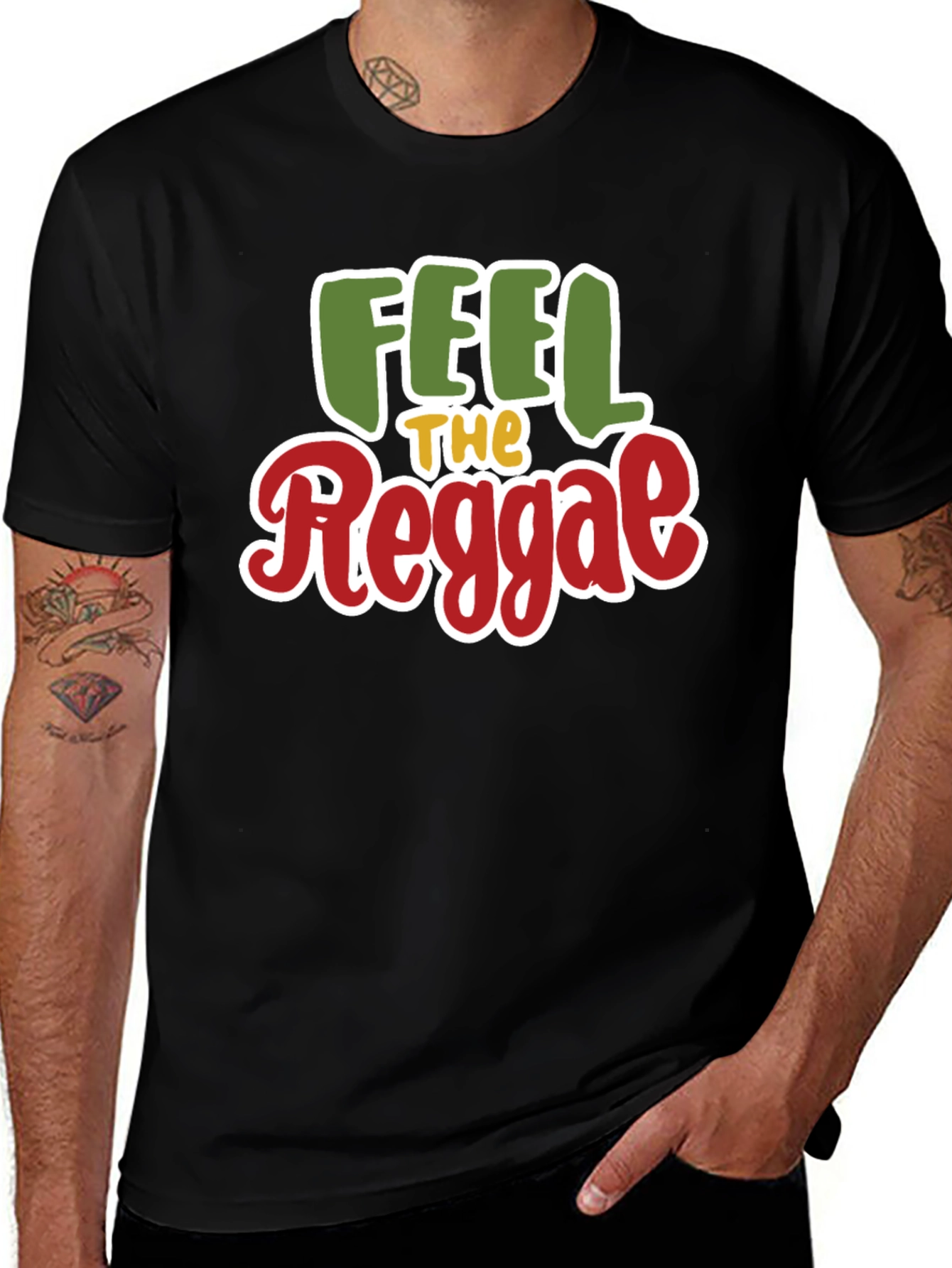 Feel The Reggae Graphic T-Shirt - Black