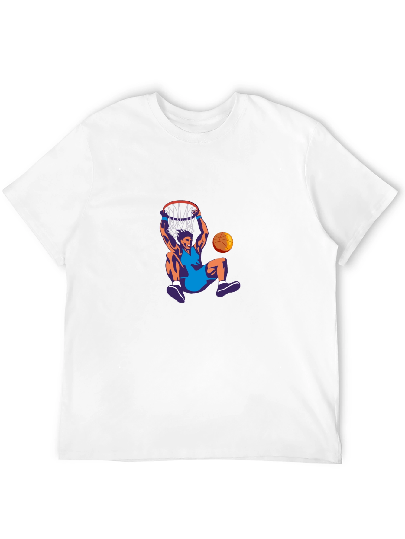 Basketball Dunk Graphic Tee - Black Crew Neck