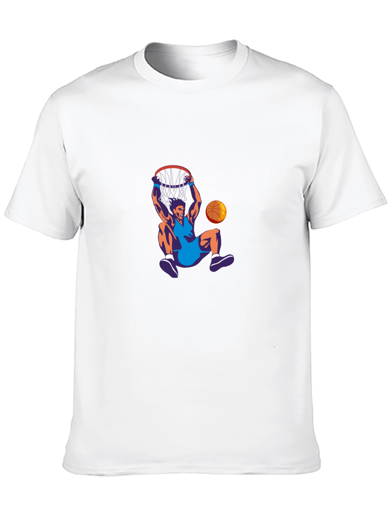 Basketball Dunk Graphic Tee - Black Crew Neck