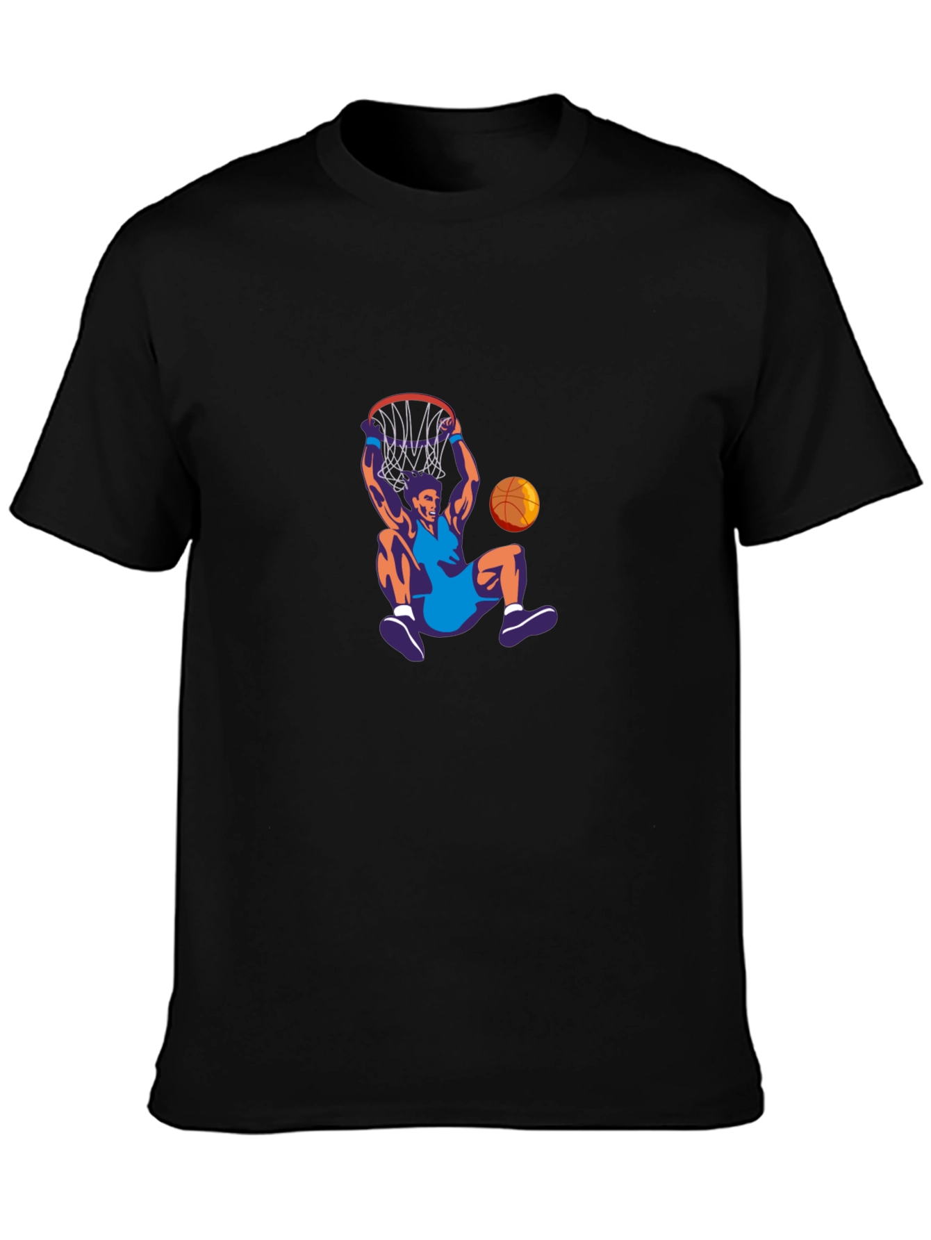 Basketball Dunk Graphic Tee - Black Crew Neck