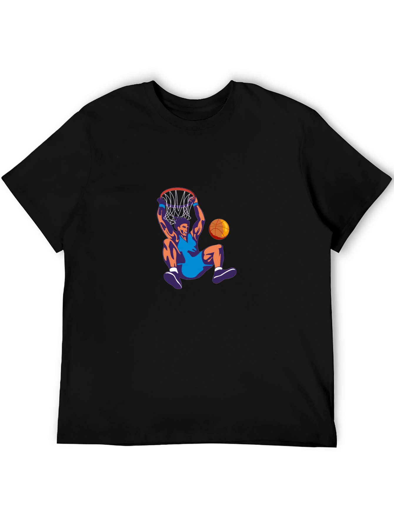 Basketball Dunk Graphic Tee - Black Crew Neck